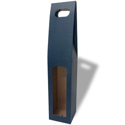 Obrázky: Krabice na láhev vína modrá 8,2x8,2x40cm