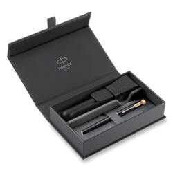 Obrázky: PP PARKER IM Premium Black GT+černé kožené pouzdro