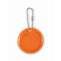 Obrázky: Kulatá reflexní klíčenka, neon. oranžová