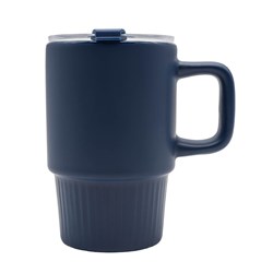 Obrázky: Matný keramický hrnek s víčkem 440 ml, modrá