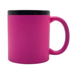 Obrázky: Keram. hrnek soft-touch 350ml,černý okraj, magenta