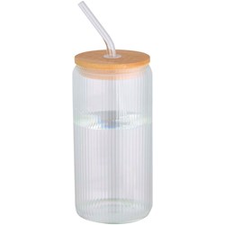 Obrázky: Jednostěnná borosilik. láhev 500ml se skl. brčkem